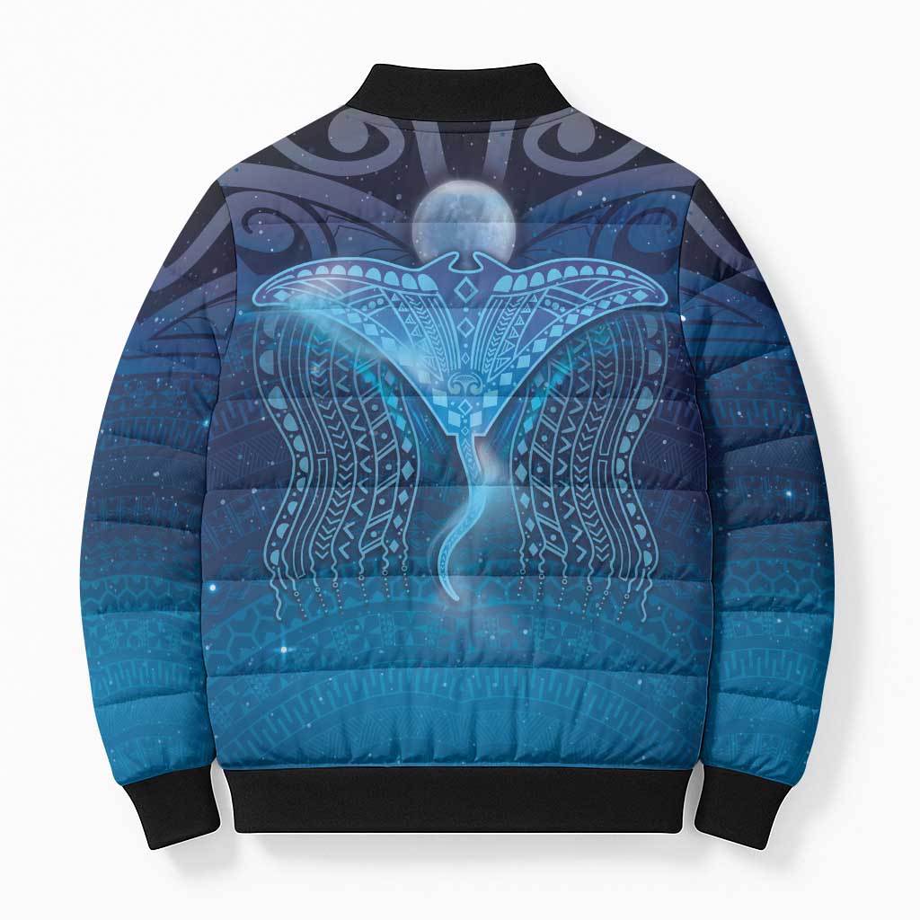 Polynesia Manta Ray Bomber Puffer Jacket Let's The Sea Set You Free - Polynesian Pride