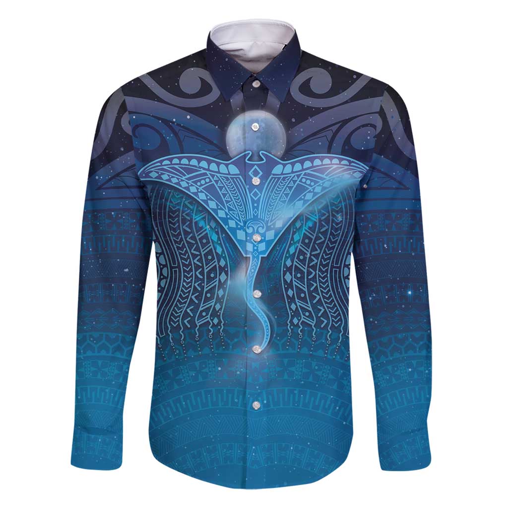 Polynesia Manta Ray Family Matching Off Shoulder Maxi Dress and Hawaiian Shirt Let's The Sea Set You Free - Polynesian Pride