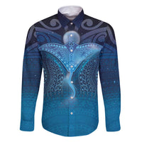 Polynesia Manta Ray Family Matching Off Shoulder Maxi Dress and Hawaiian Shirt Let's The Sea Set You Free - Polynesian Pride