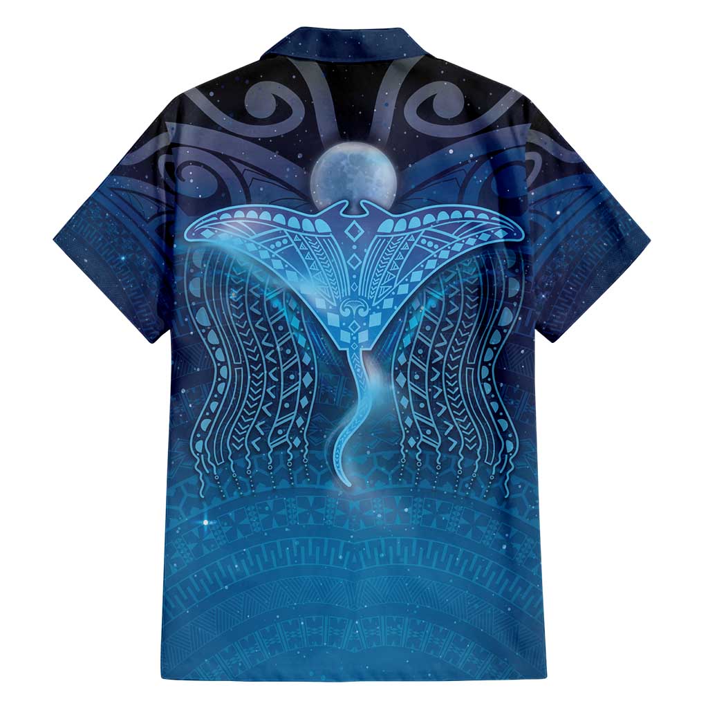 Polynesia Manta Ray Family Matching Off Shoulder Short Dress and Hawaiian Shirt Let's The Sea Set You Free - Polynesian Pride