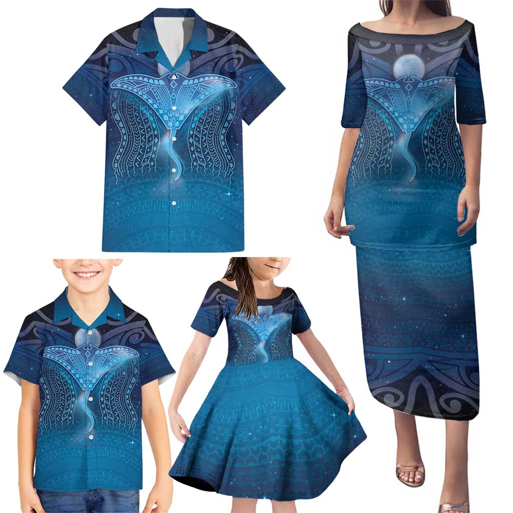 Polynesia Manta Ray Family Matching Puletasi and Hawaiian Shirt Let's The Sea Set You Free - Polynesian Pride