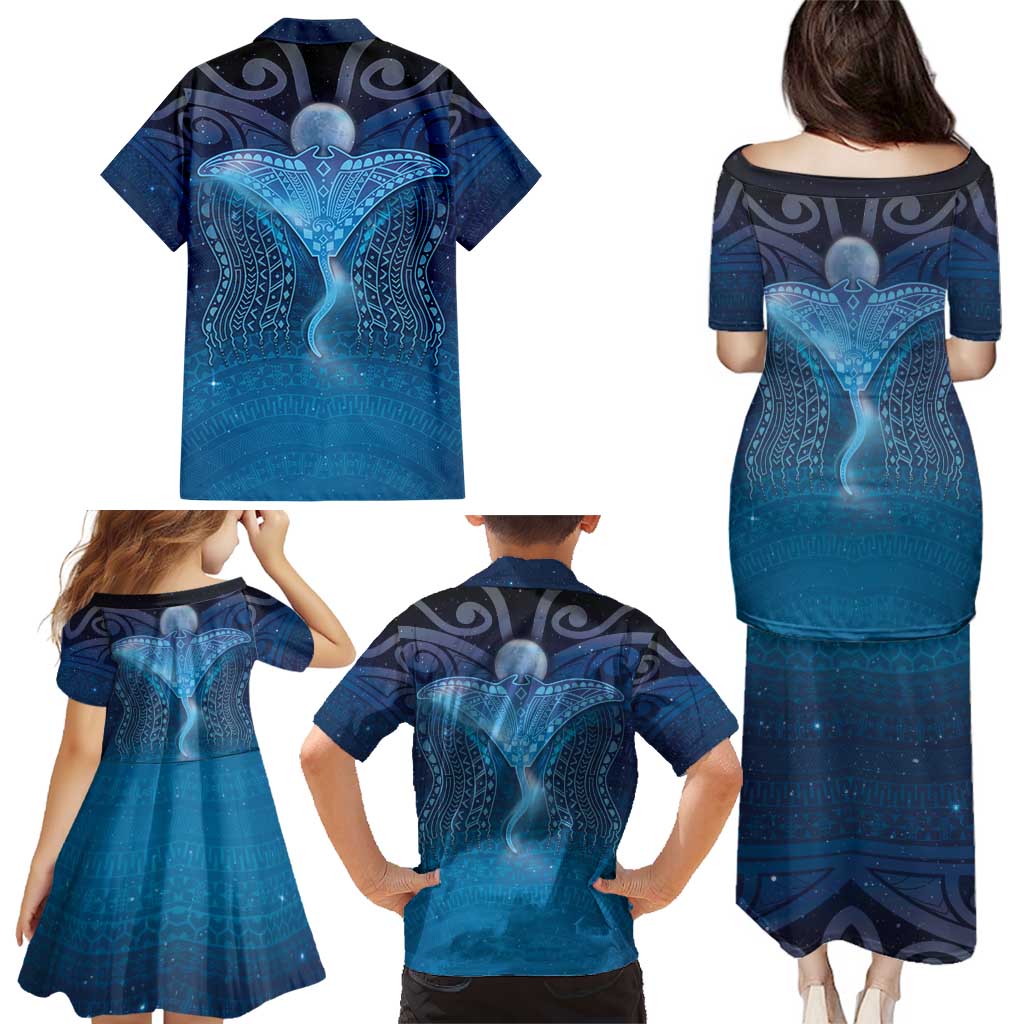 Polynesia Manta Ray Family Matching Puletasi and Hawaiian Shirt Let's The Sea Set You Free - Polynesian Pride