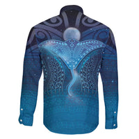 Polynesia Manta Ray Family Matching Short Sleeve Bodycon Dress and Hawaiian Shirt Let's The Sea Set You Free - Polynesian Pride