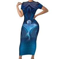Polynesia Manta Ray Family Matching Short Sleeve Bodycon Dress and Hawaiian Shirt Let's The Sea Set You Free - Polynesian Pride