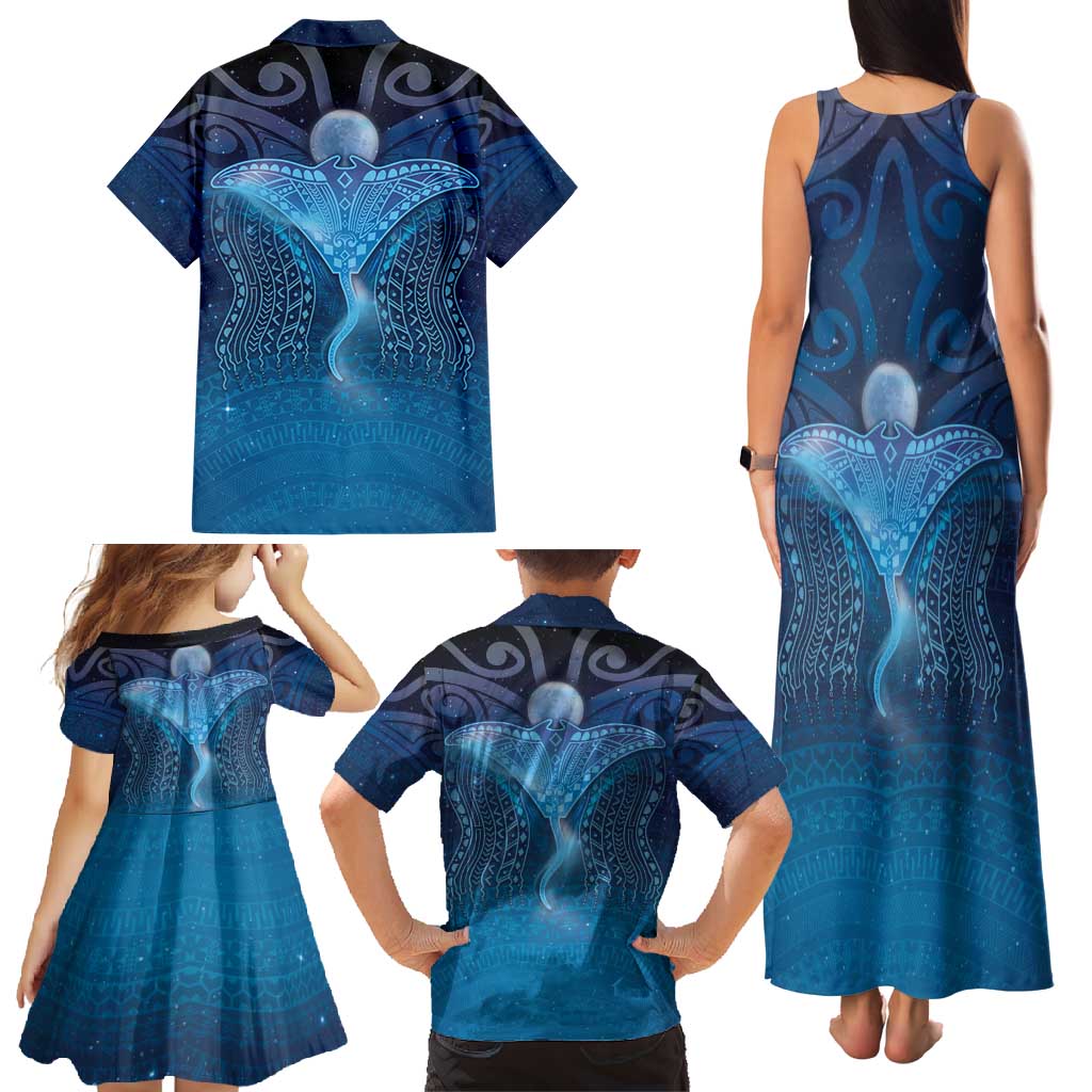 Polynesia Manta Ray Family Matching Tank Maxi Dress and Hawaiian Shirt Let's The Sea Set You Free - Polynesian Pride