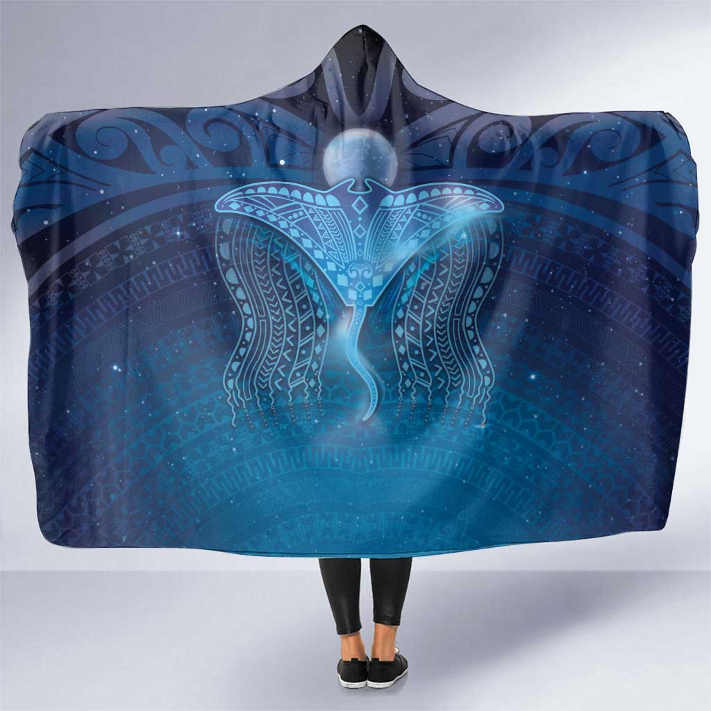 Polynesia Manta Ray Hooded Blanket Let's The Sea Set You Free LT05 One Size Blue - Polynesian Pride