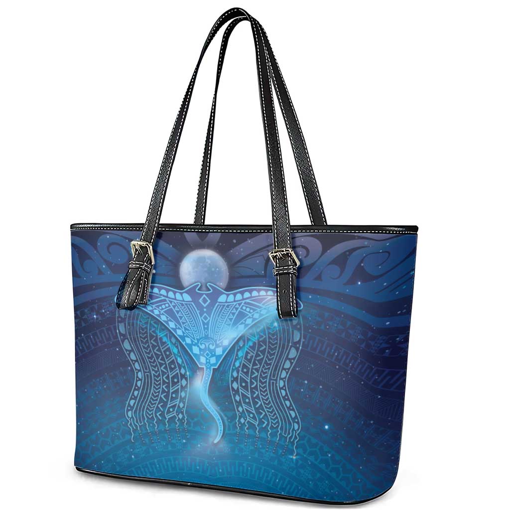 Polynesia Manta Ray Leather Tote Bag Let's The Sea Set You Free - Polynesian Pride