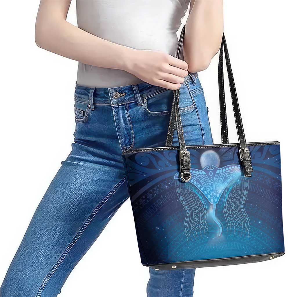 Polynesia Manta Ray Leather Tote Bag Let's The Sea Set You Free - Polynesian Pride