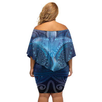 Polynesia Manta Ray Off Shoulder Short Dress Let's The Sea Set You Free - Polynesian Pride
