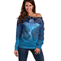 Polynesia Manta Ray Off Shoulder Sweater Let's The Sea Set You Free - Polynesian Pride