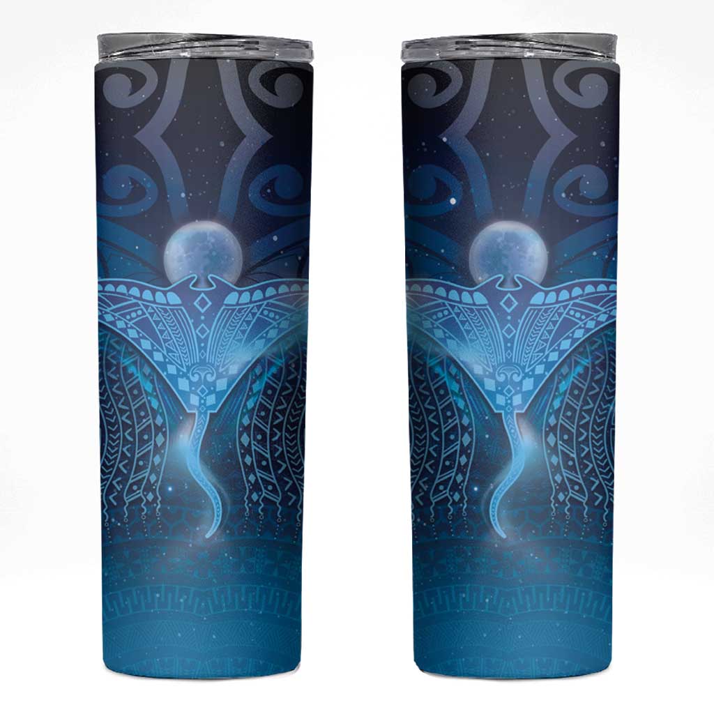 Polynesia Manta Ray Skinny Tumbler Let's The Sea Set You Free - Polynesian Pride