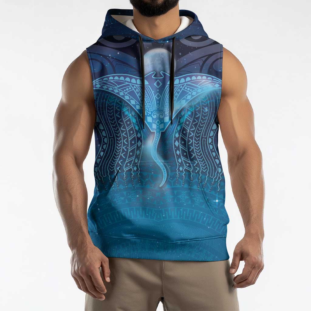 Polynesia Manta Ray Sleeveless Hoodie Let's The Sea Set You Free - Polynesian Pride