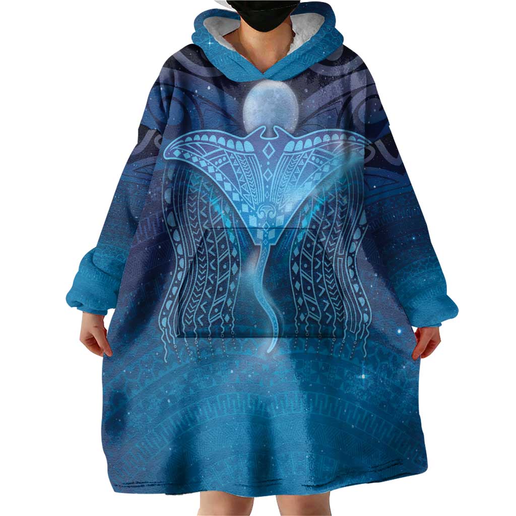 Polynesia Manta Ray Wearable Blanket Hoodie Let's The Sea Set You Free - Polynesian Pride