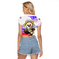 Personalized Filipino American History Month Raglan Cropped T Shirt The Eight-Rayed Sun Flags With Bald Eagle LT05 - Polynesian Pride