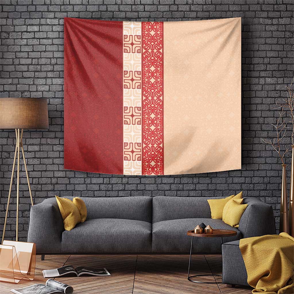 Papua New Guinea Tapestry Oro Tapa Pattern LT05 Beige - Polynesian Pride