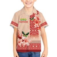 Papua New Guinea Oro Province Family Matching Puletasi and Hawaiian Shirt Oro Birdwing Butterfly