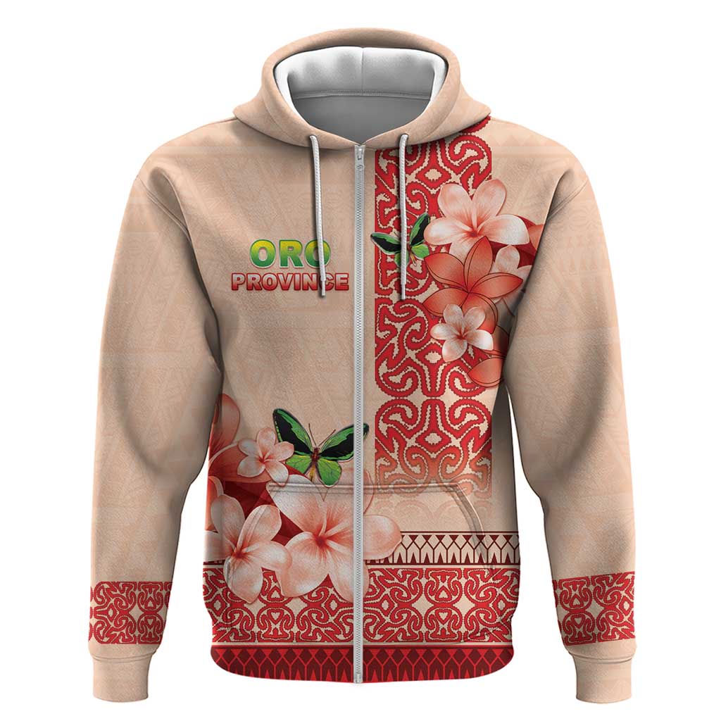Papua New Guinea Oro Province Zip Hoodie Oro Birdwing Butterfly