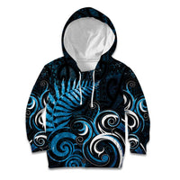 New Zealand Sea Week Kid Hoodie Maori Wave Pattern Ocean Blue