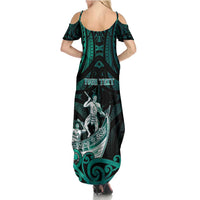 Personalised New Zealand Waka Racing Family Matching Summer Maxi Dress and Hawaiian Shirt Maori Warriors