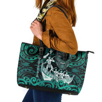 New Zealand Waka Racing Leather Tote Bag Maori Warriors LT05 Green - Polynesian Pride