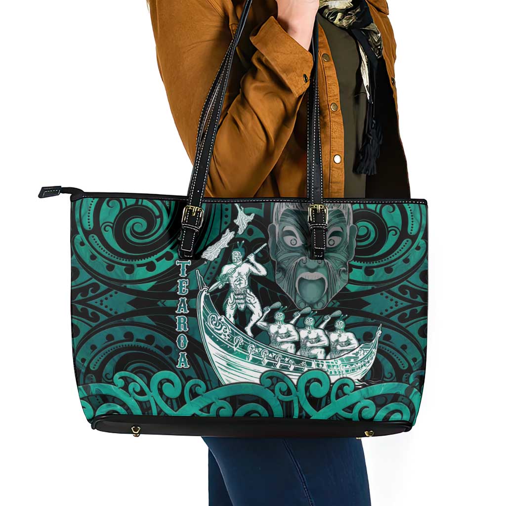 New Zealand Waka Racing Leather Tote Bag Maori Warriors LT05 - Polynesian Pride