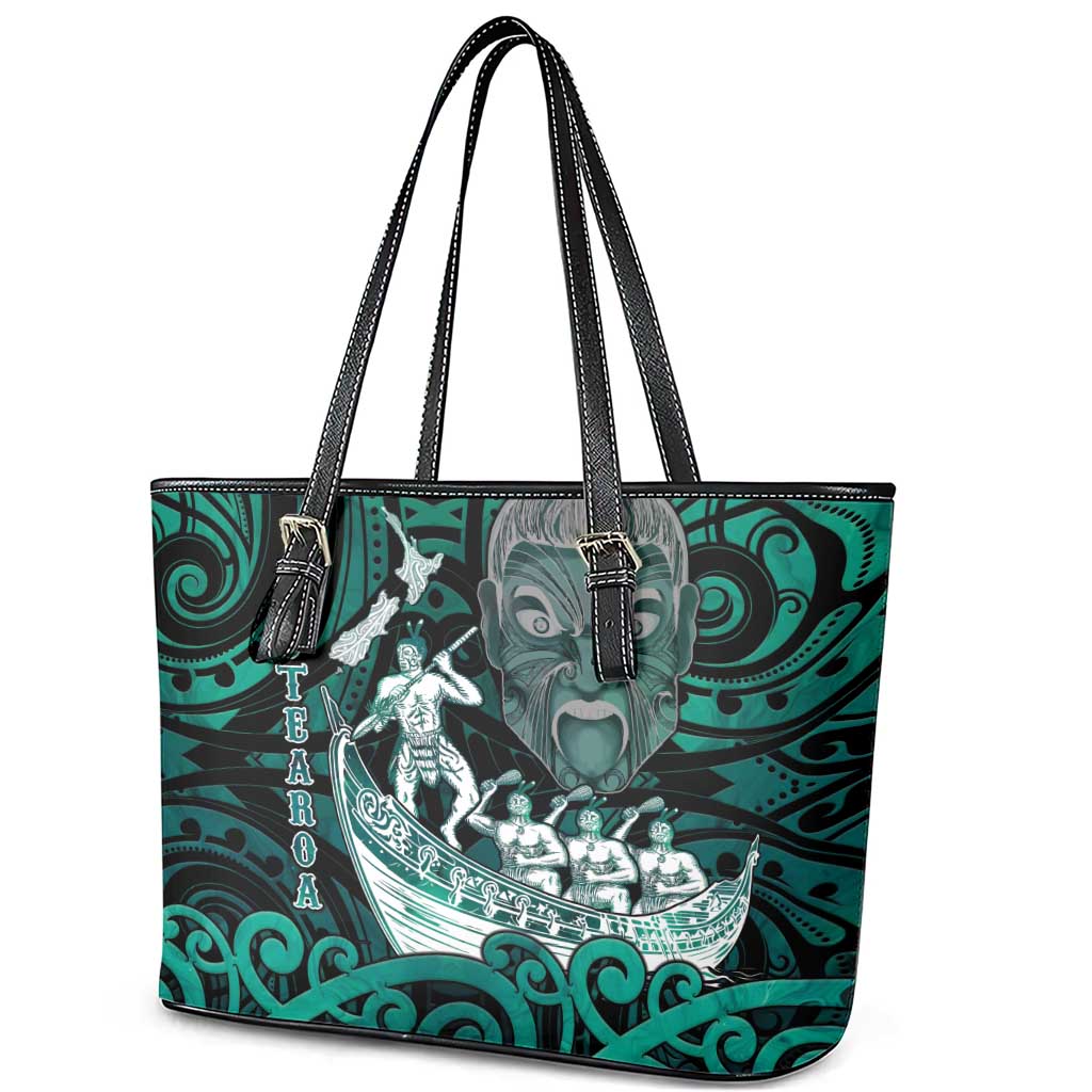 New Zealand Waka Racing Leather Tote Bag Maori Warriors LT05 - Polynesian Pride