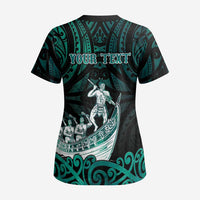 Personalised New Zealand Waka Racing Scrub Top Maori Warriors - Polynesian Pride