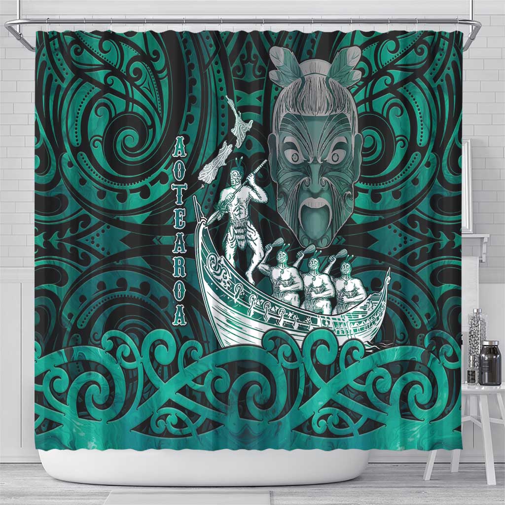New Zealand Waka Racing Shower Curtain Maori Warriors