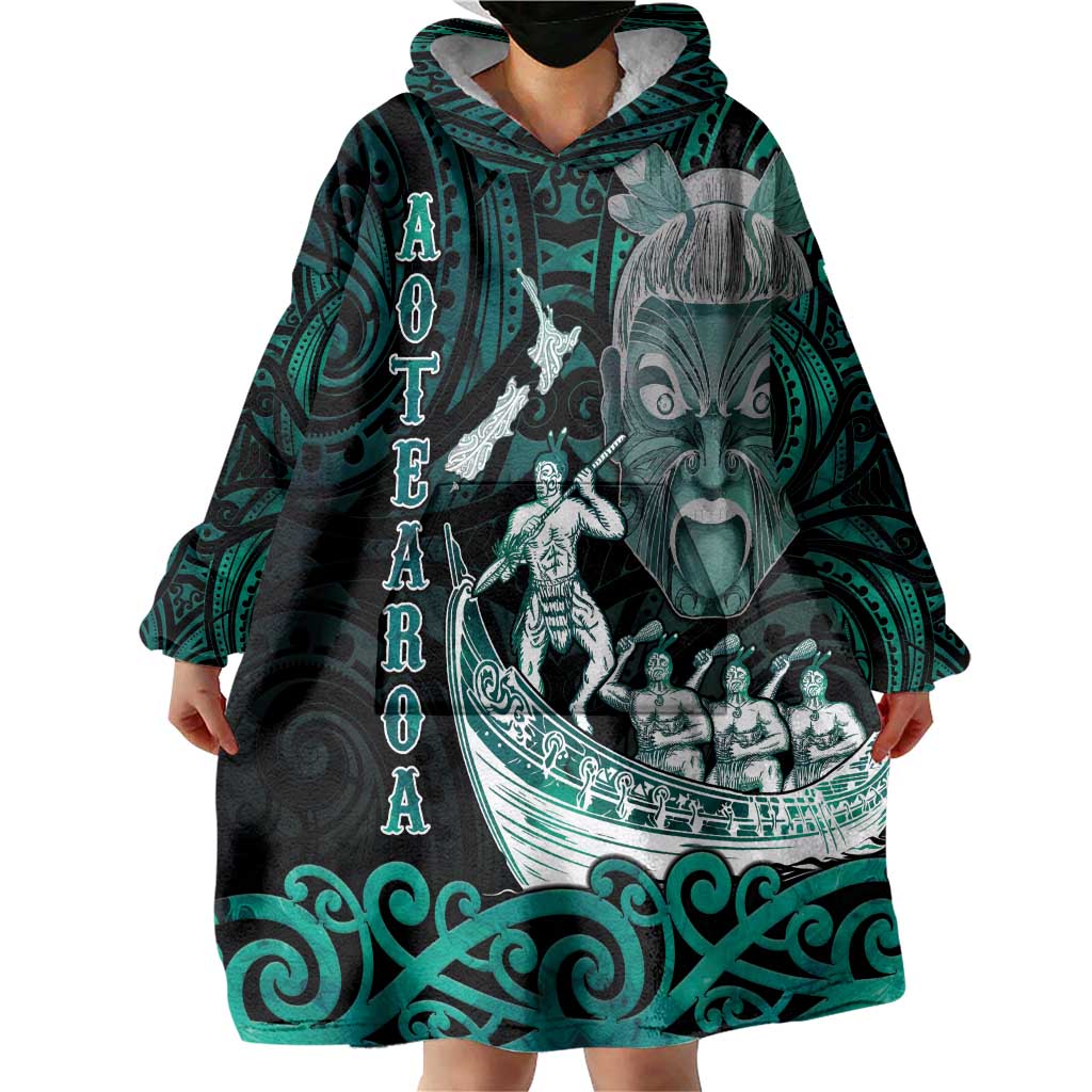 Personalised New Zealand Waka Racing Wearable Blanket Hoodie Maori Warriors