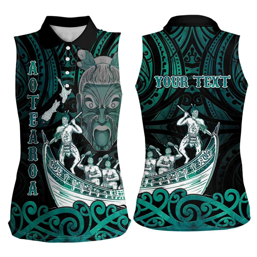 Personalised New Zealand Waka Racing Women Sleeveless Polo Shirt Maori Warriors