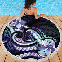 Polynesian Art Tattoo Beach Blanket Plumeria Flowers Turquoise Gradient