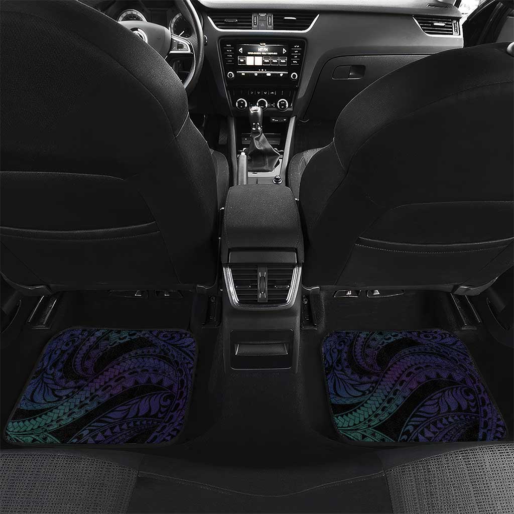 Polynesian Art Tattoo Car Mats Plumeria Flowers Turquoise Gradient