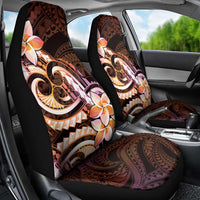 Polynesian Art Tattoo Car Seat Cover Plumeria Flowers Peach Gradient
