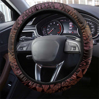Polynesian Art Tattoo Steering Wheel Cover Plumeria Flowers Peach Gradient