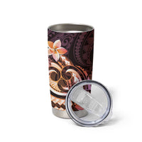 Polynesian Art Tattoo Tumbler Cup Plumeria Flowers Peach Gradient