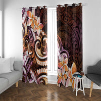 Polynesian Art Tattoo Window Curtain Plumeria Flowers Peach Gradient