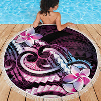 Polynesian Art Tattoo Beach Blanket Plumeria Flowers Pink Gradient