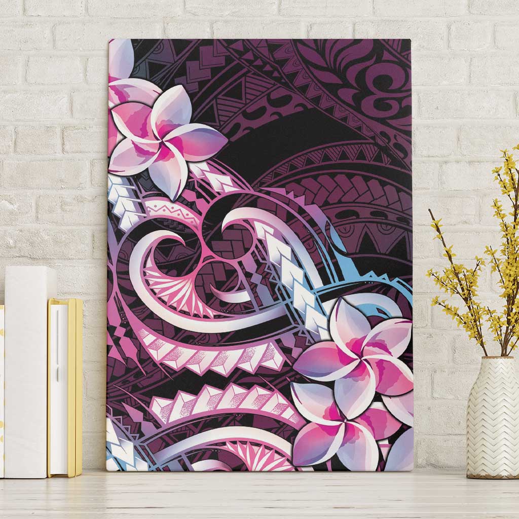 Polynesian Art Tattoo Canvas Wall Art Plumeria Flowers Pink Gradient