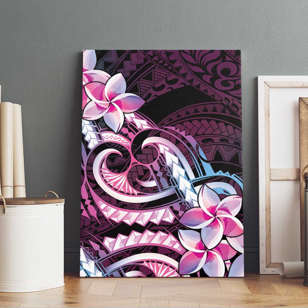 Polynesian Art Tattoo Canvas Wall Art Plumeria Flowers Pink Gradient