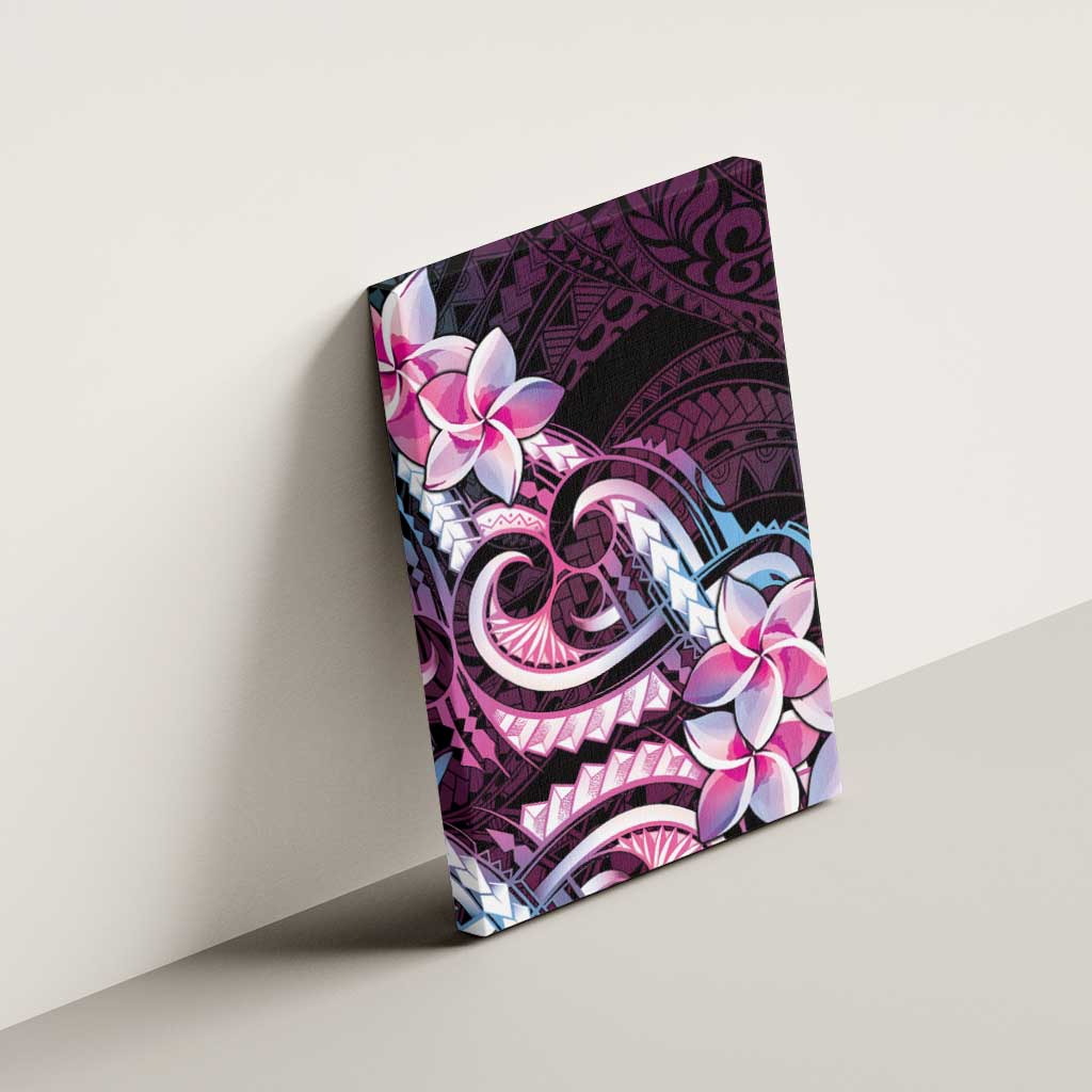 Polynesian Art Tattoo Canvas Wall Art Plumeria Flowers Pink Gradient