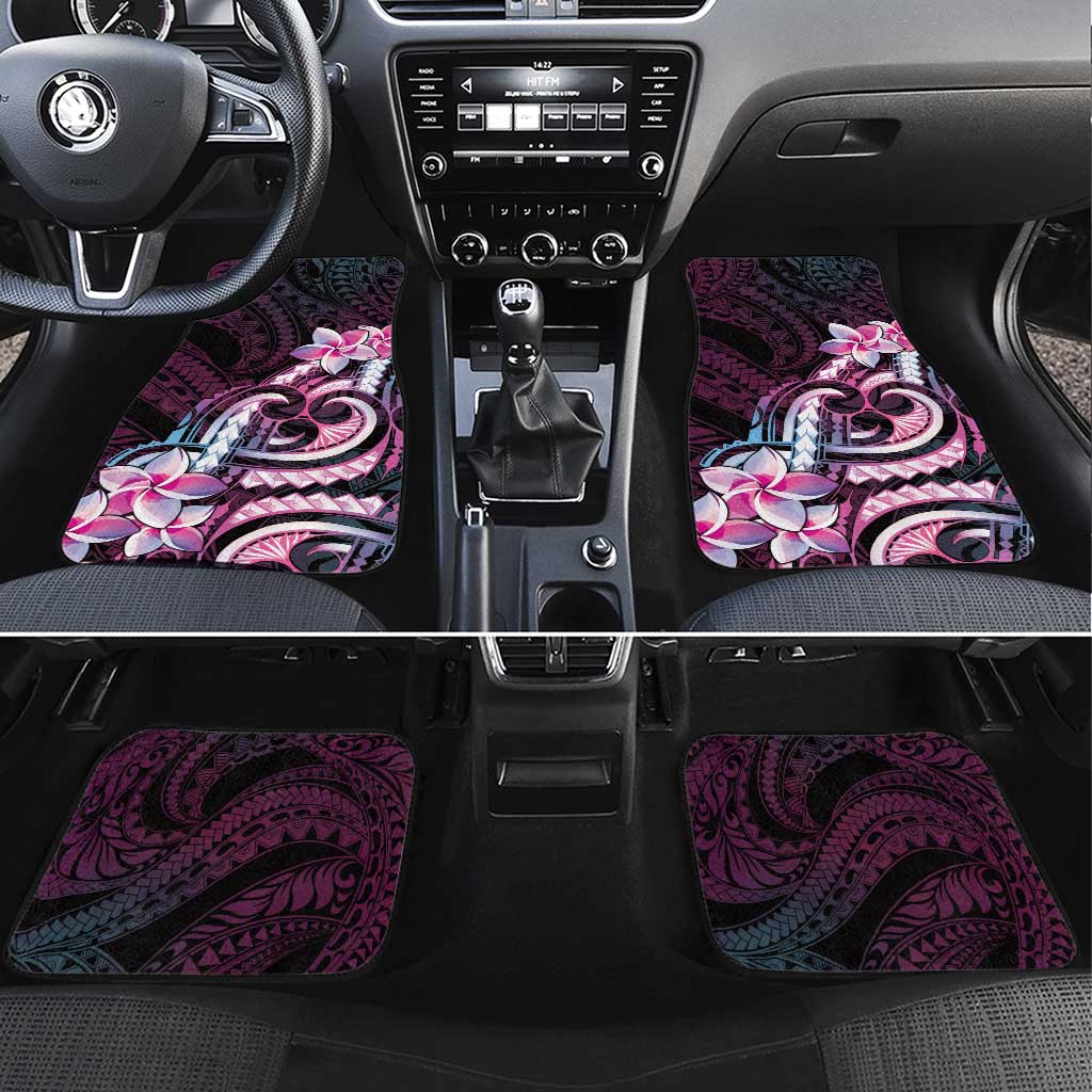 Polynesian Art Tattoo Car Mats Plumeria Flowers Pink Gradient
