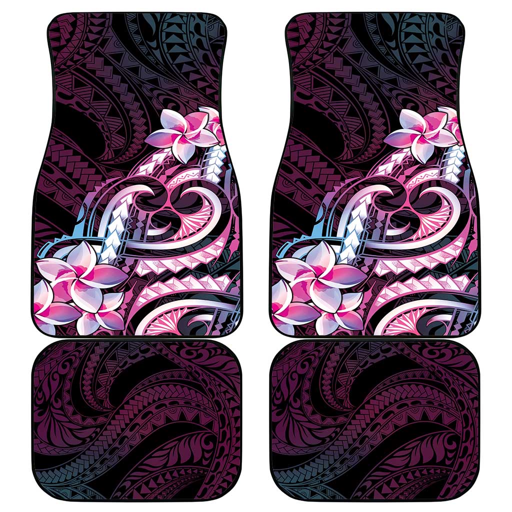 Polynesian Art Tattoo Car Mats Plumeria Flowers Pink Gradient