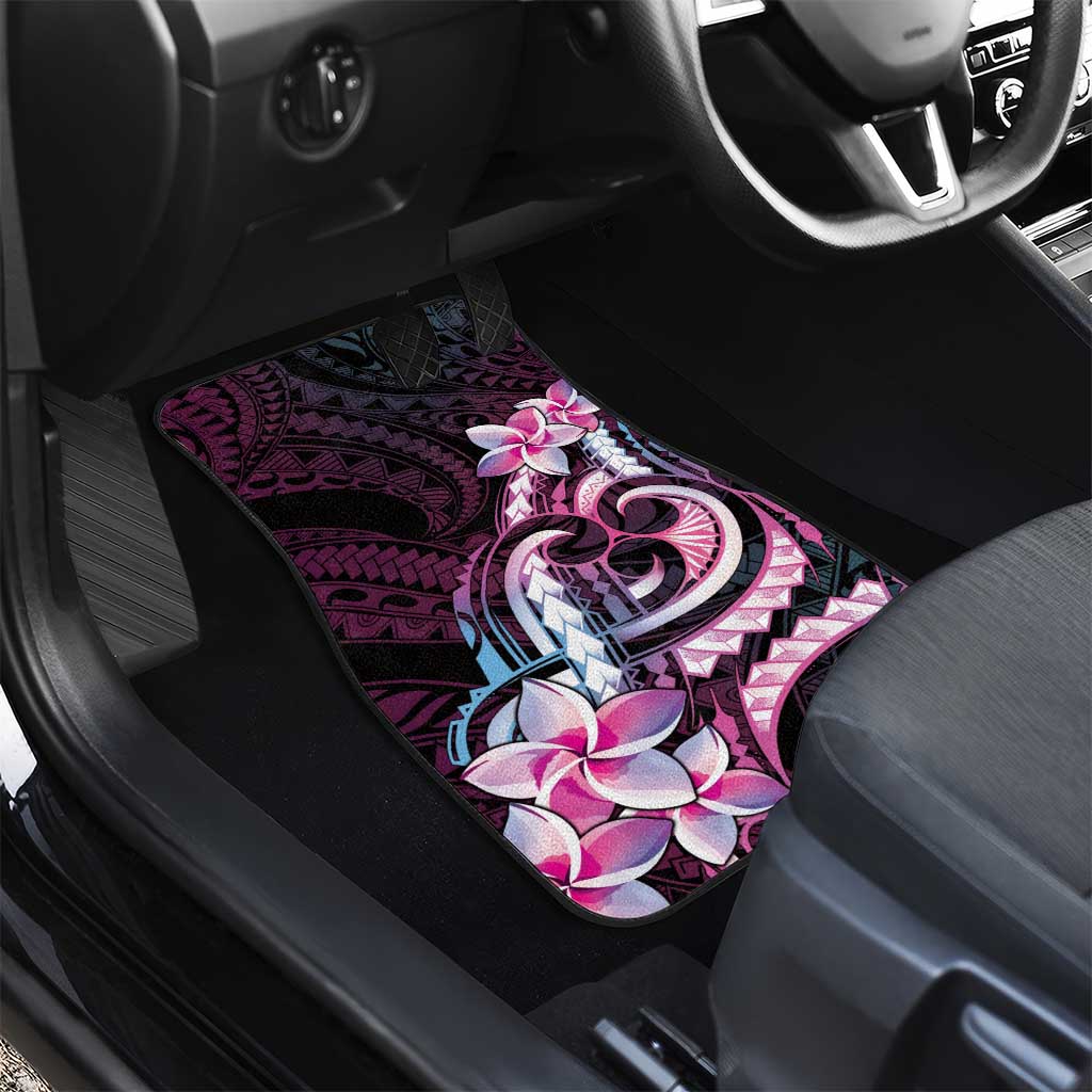 Polynesian Art Tattoo Car Mats Plumeria Flowers Pink Gradient