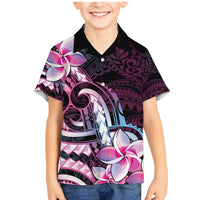 Polynesian Art Tattoo Family Matching Mermaid Dress and Hawaiian Shirt Plumeria Flowers Pink Gradient