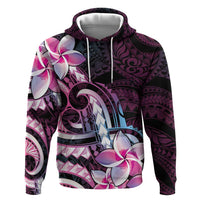Polynesian Art Tattoo Hoodie Plumeria Flowers Pink Gradient