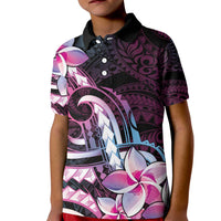 Polynesian Art Tattoo Kid Polo Shirt Plumeria Flowers Pink Gradient LT05 Kid Pink - Polynesian Pride