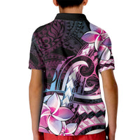 Polynesian Art Tattoo Kid Polo Shirt Plumeria Flowers Pink Gradient LT05 - Polynesian Pride