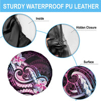 Polynesian Art Tattoo Spare Tire Cover Plumeria Flowers Pink Gradient