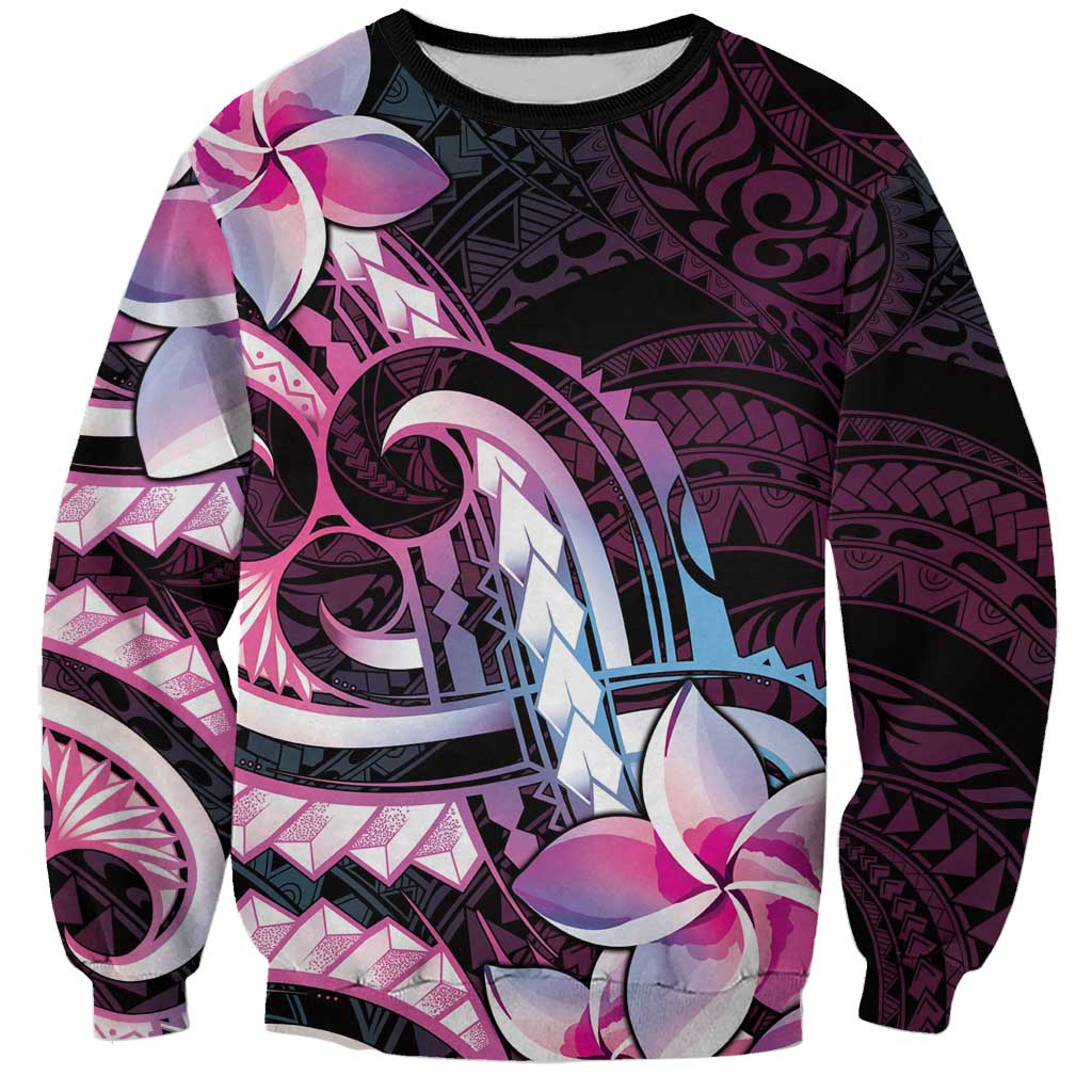 Polynesian Art Tattoo Sweatshirt Plumeria Flowers Pink Gradient LT05 Unisex Pink - Polynesian Pride