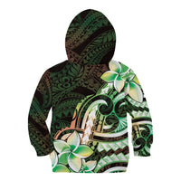 Polynesian Art Tattoo Kid Hoodie Plumeria Flowers Green Gradient LT05 - Polynesian Pride